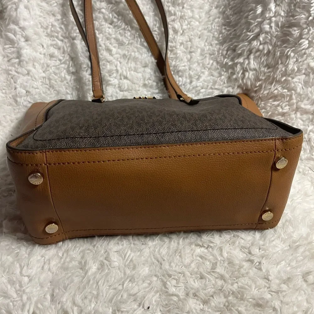 Michael Kors Brown and Tan Tote Bag with Structured Design